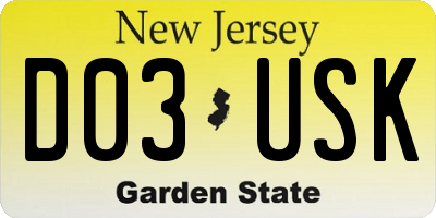 NJ license plate D03USK