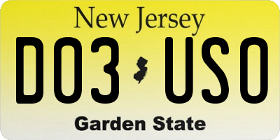 NJ license plate D03USO