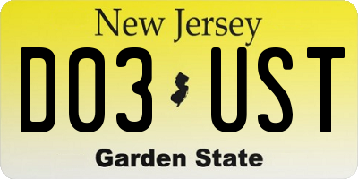 NJ license plate D03UST