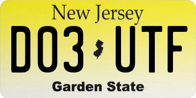 NJ license plate D03UTF