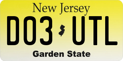 NJ license plate D03UTL