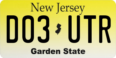 NJ license plate D03UTR