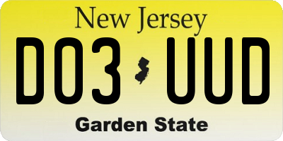NJ license plate D03UUD
