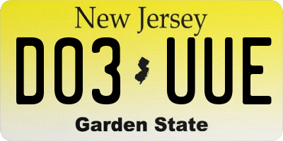 NJ license plate D03UUE