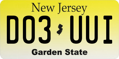 NJ license plate D03UUI