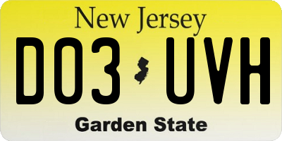 NJ license plate D03UVH