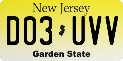 NJ license plate D03UVV
