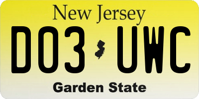 NJ license plate D03UWC