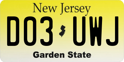 NJ license plate D03UWJ