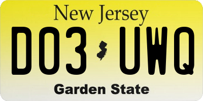 NJ license plate D03UWQ
