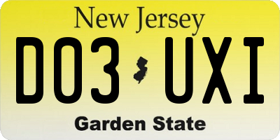 NJ license plate D03UXI