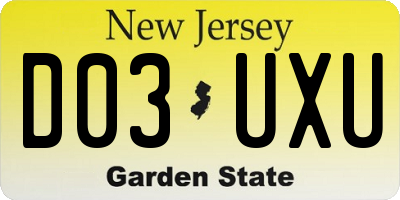 NJ license plate D03UXU