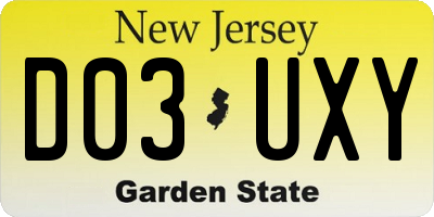NJ license plate D03UXY