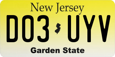 NJ license plate D03UYV