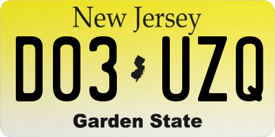 NJ license plate D03UZQ