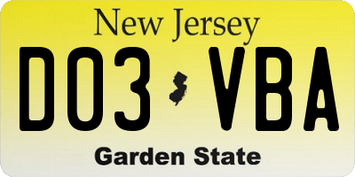 NJ license plate D03VBA