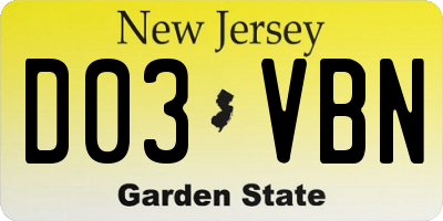 NJ license plate D03VBN