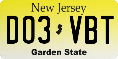 NJ license plate D03VBT