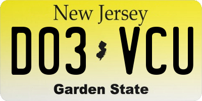 NJ license plate D03VCU