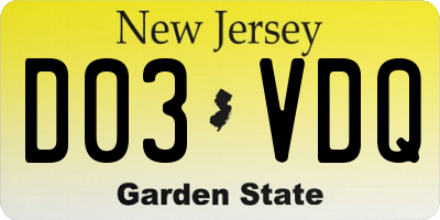 NJ license plate D03VDQ