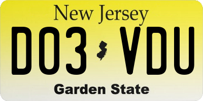 NJ license plate D03VDU