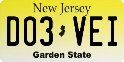 NJ license plate D03VEI