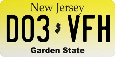 NJ license plate D03VFH
