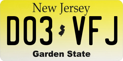 NJ license plate D03VFJ