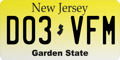 NJ license plate D03VFM
