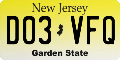 NJ license plate D03VFQ
