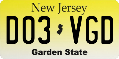 NJ license plate D03VGD