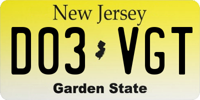 NJ license plate D03VGT