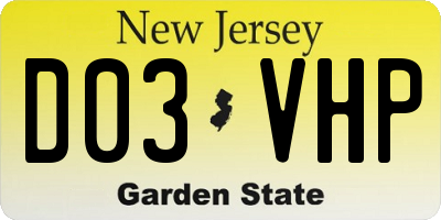 NJ license plate D03VHP