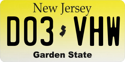 NJ license plate D03VHW