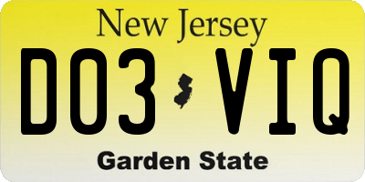 NJ license plate D03VIQ