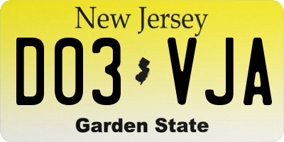 NJ license plate D03VJA