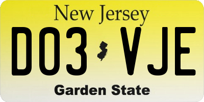 NJ license plate D03VJE