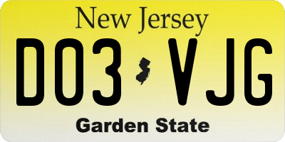 NJ license plate D03VJG