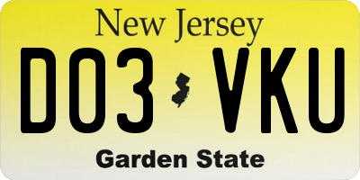 NJ license plate D03VKU