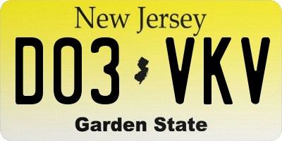 NJ license plate D03VKV