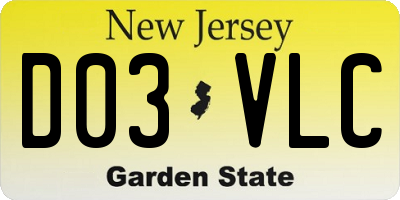 NJ license plate D03VLC