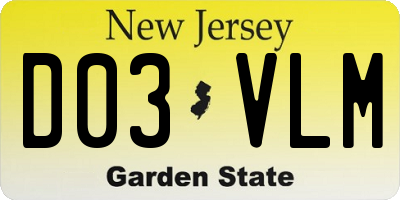 NJ license plate D03VLM