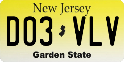 NJ license plate D03VLV