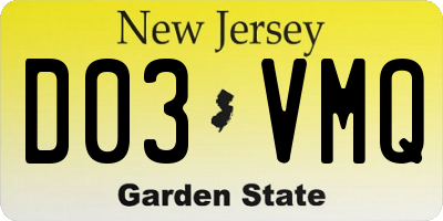 NJ license plate D03VMQ