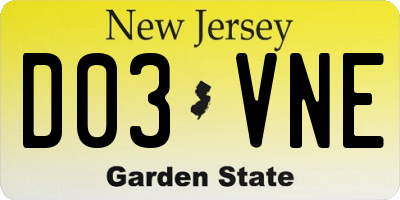 NJ license plate D03VNE