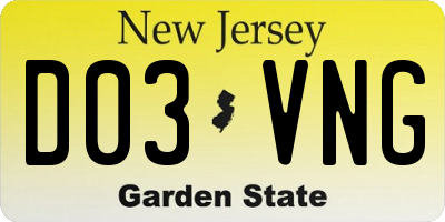 NJ license plate D03VNG