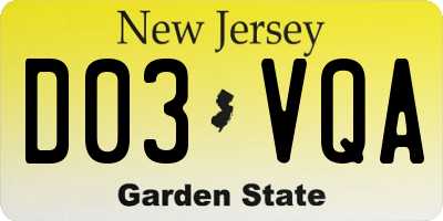 NJ license plate D03VQA