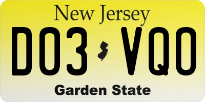 NJ license plate D03VQO