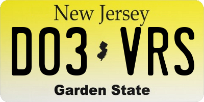 NJ license plate D03VRS