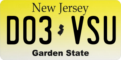 NJ license plate D03VSU
